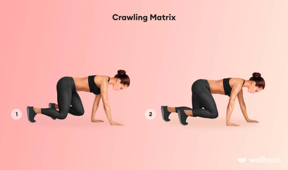 Crawling Matrix, woman, how to warm up before lifting