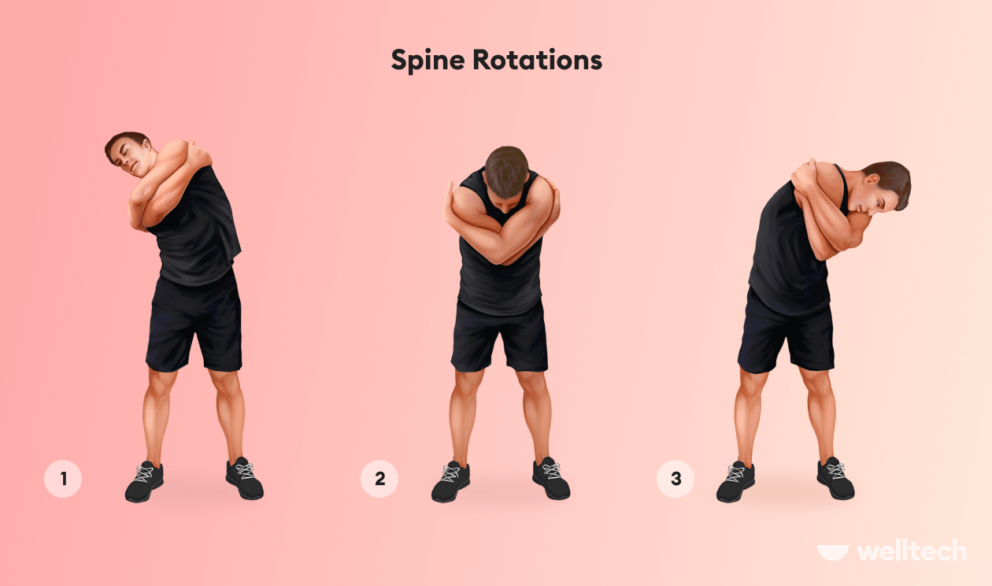 Spine Rotations, ma, how to warm up before lifting