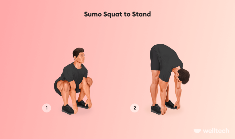 Sumo Squat to Stand, man, how to warm up before lifting