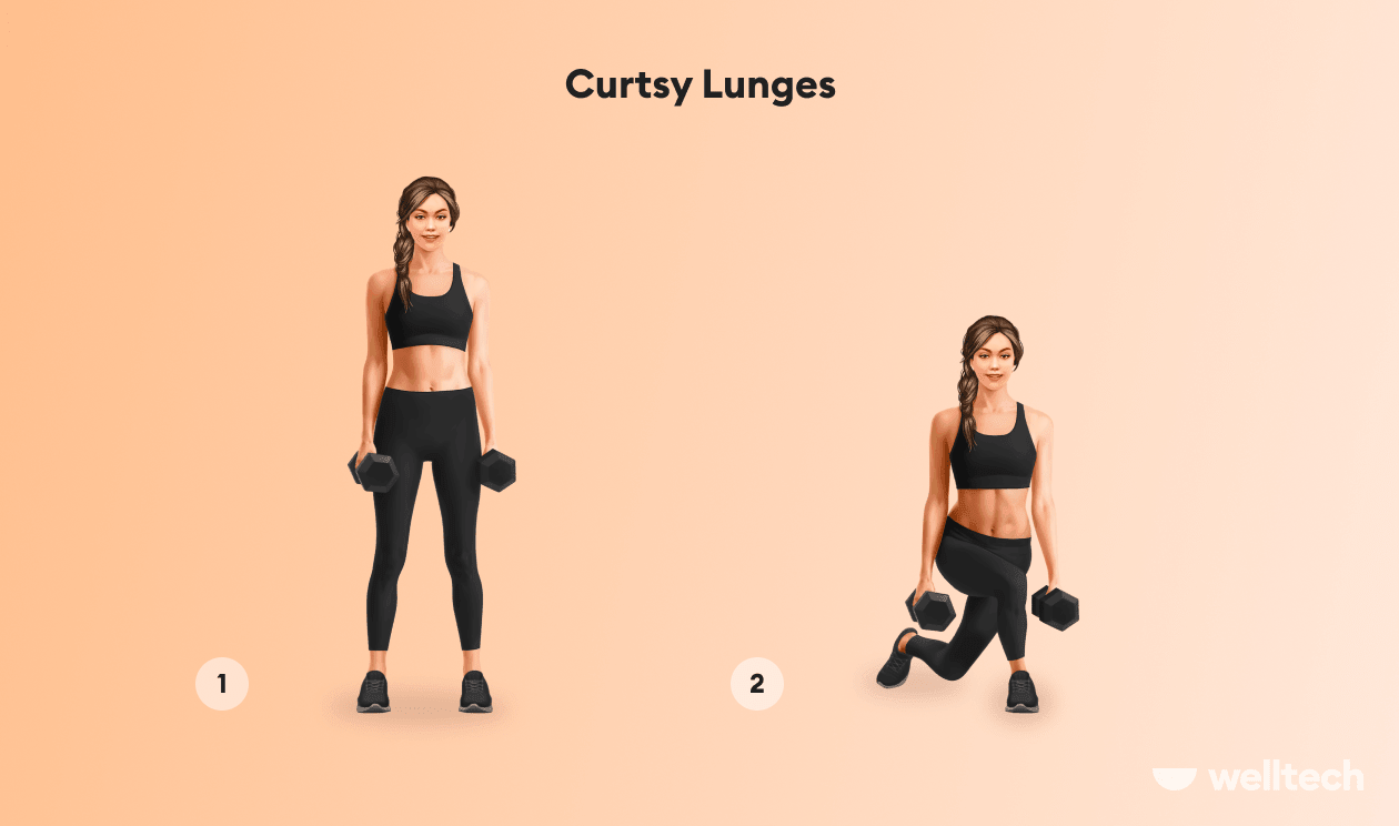 woman is performing Cursty lunges_bikini butt workout
