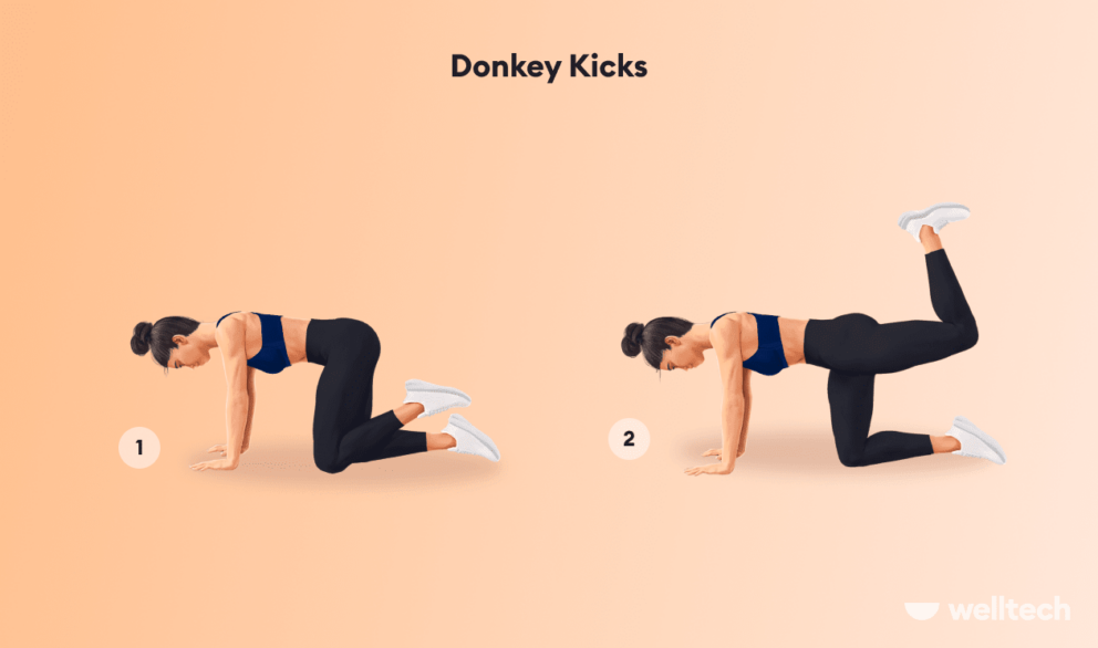 woman is doing Donkey kicks_bikini butt workout