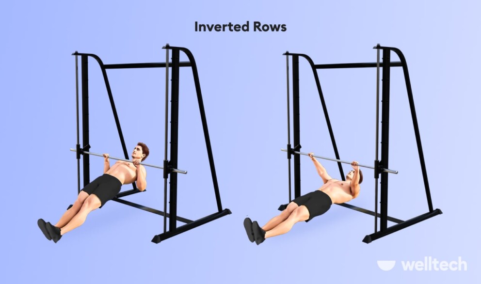 a man is doing inverted rows_meadows row
