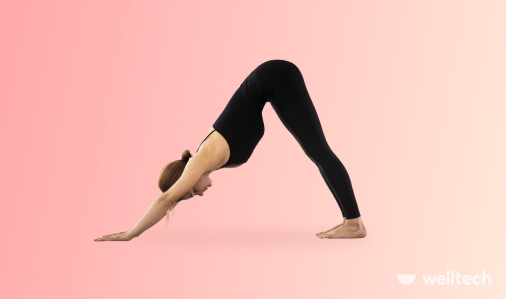 a woman is doing Downward Dog Pose_yoga arm balances