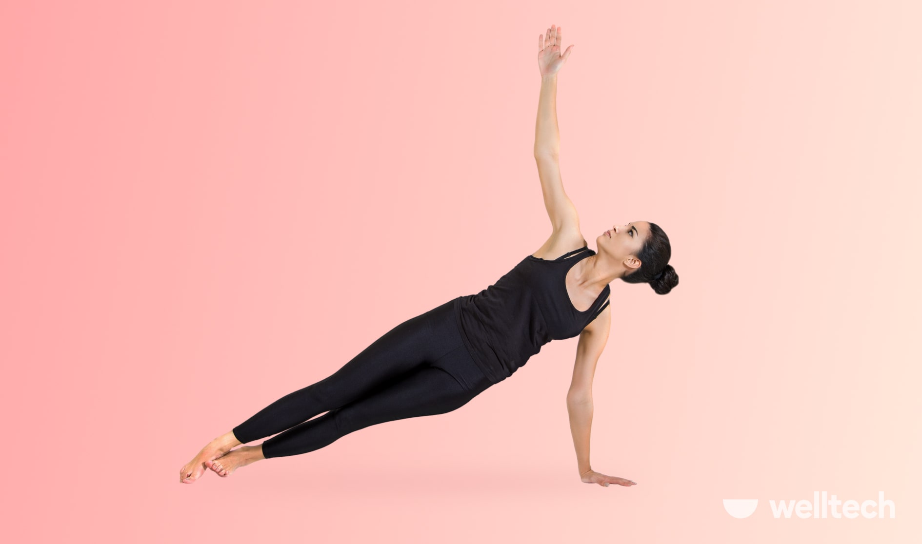 a woman is doing Side Plank Pose_yoga arm balances
