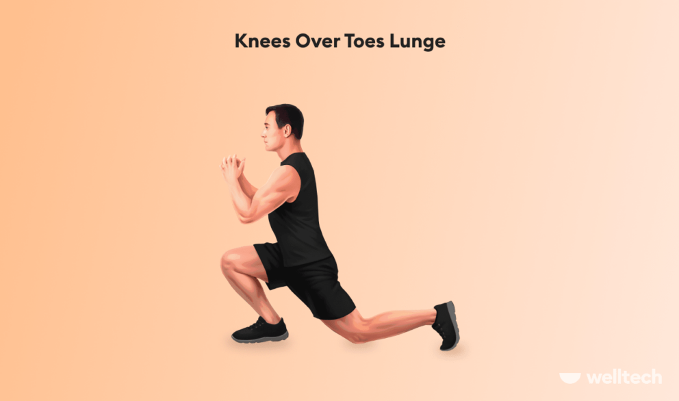 man is doing Knees over toes lunge_ankle mobility exercises