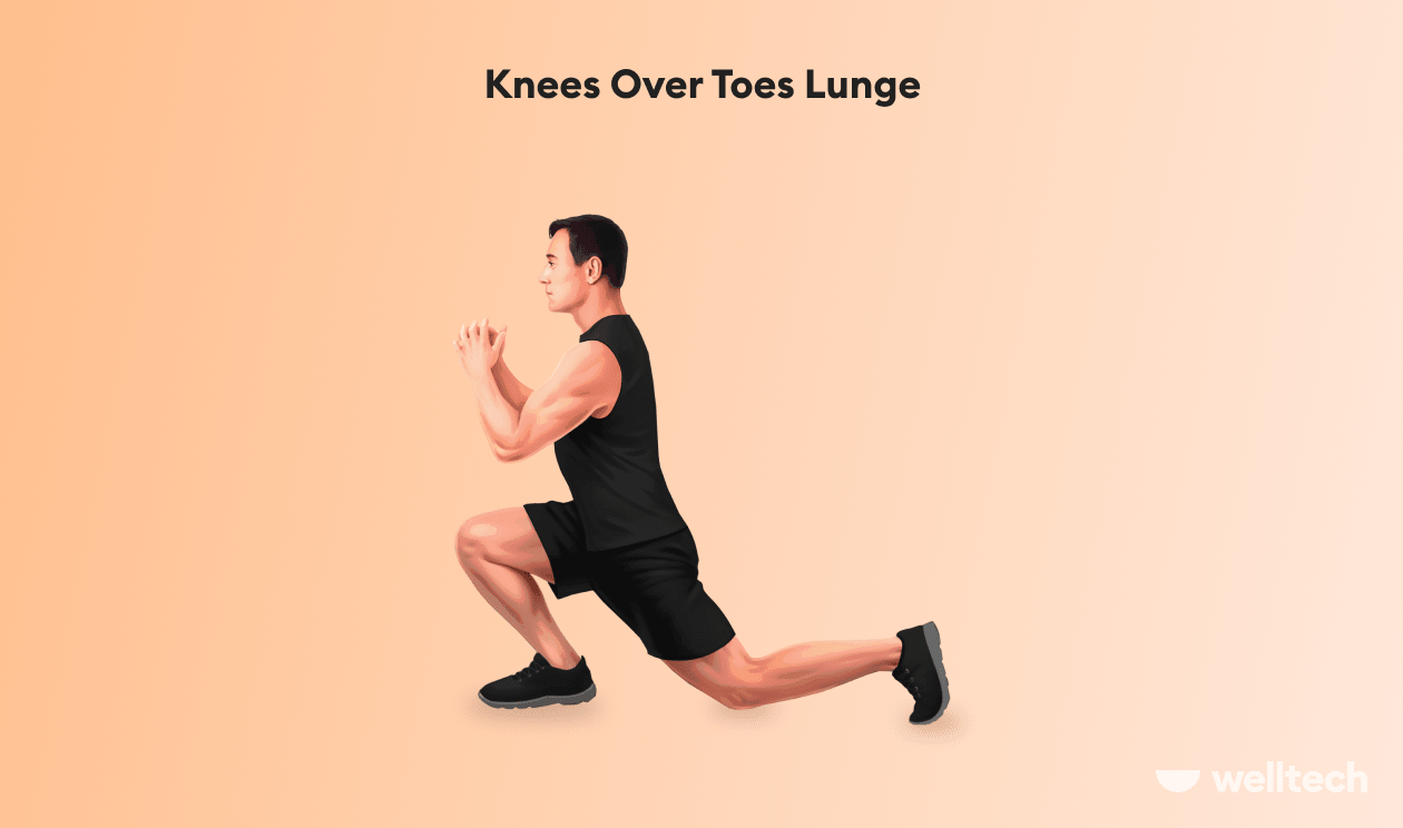man is doing Knees over toes lunge_ankle mobility exercises