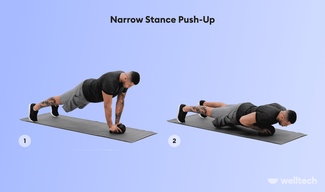 a man is performing Narrow Stance Push-Up_ How Many Push-ups Should You Do a Day
