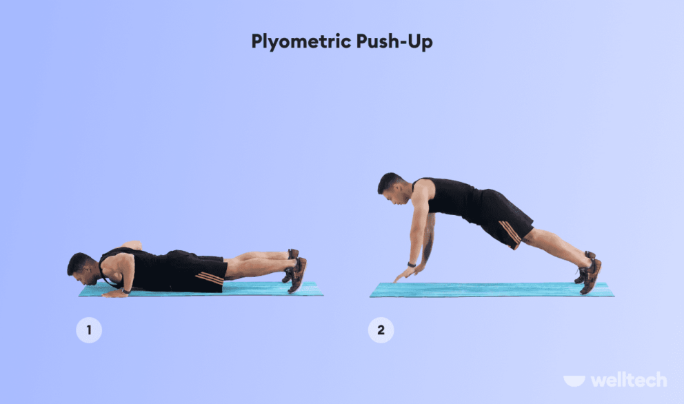 a man is performing Plyometric Push-Up_How Many Push-ups Should You Do a Day