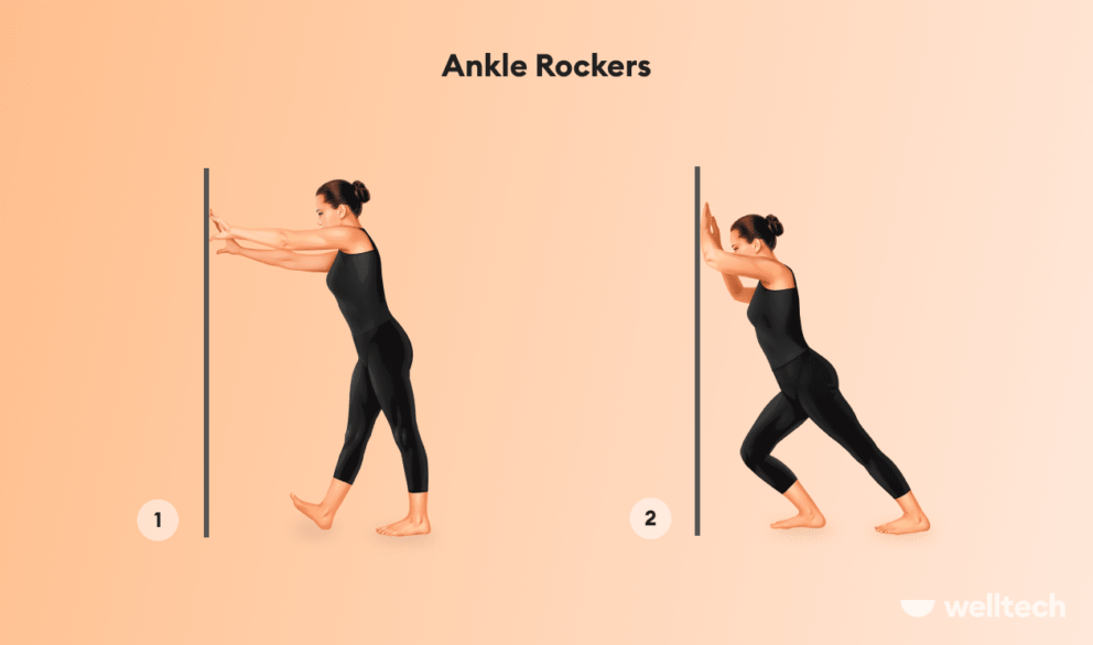 a woman is performing anckle rockers_ankle mobility exercises