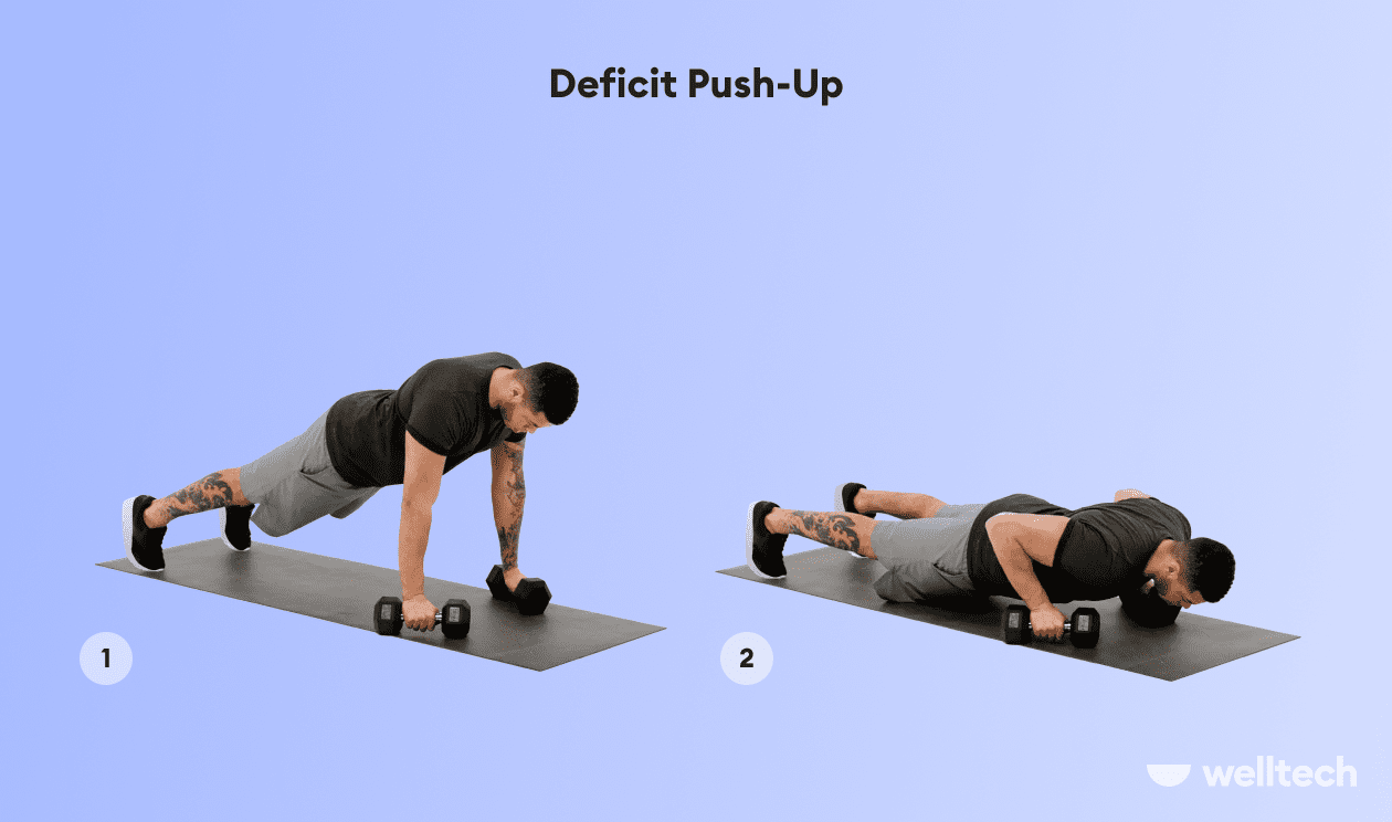 a man is performing Deficit Push-Up_How Many Push-ups Should You Do a Day