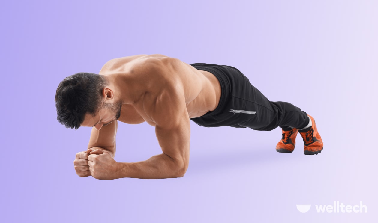 a man is performing a push up plank