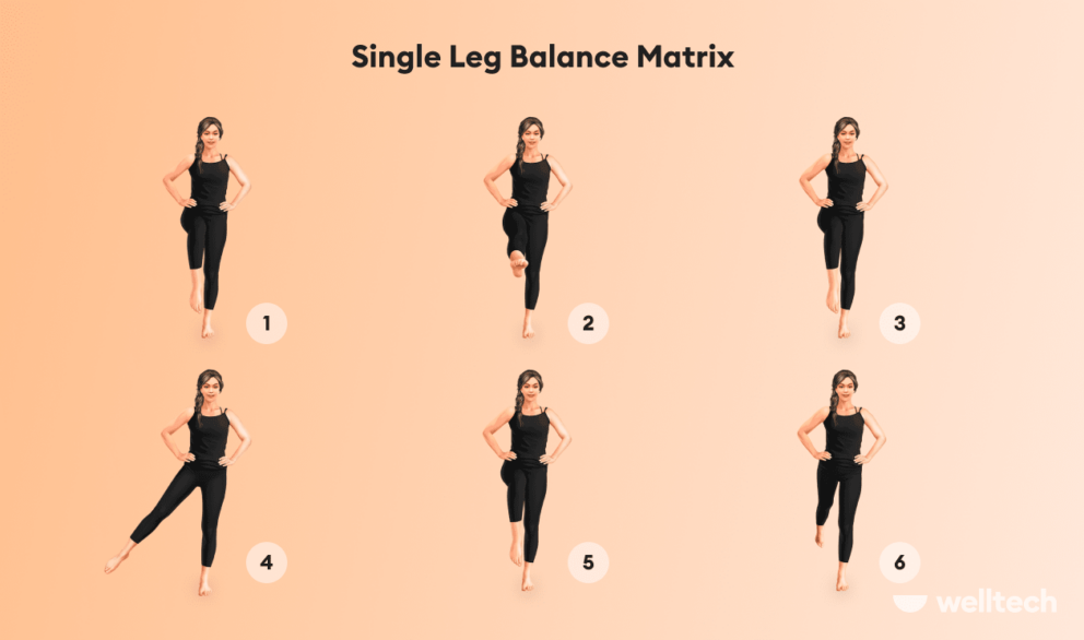 a woman is doing single leg balance natrix_ankle mobility exercises