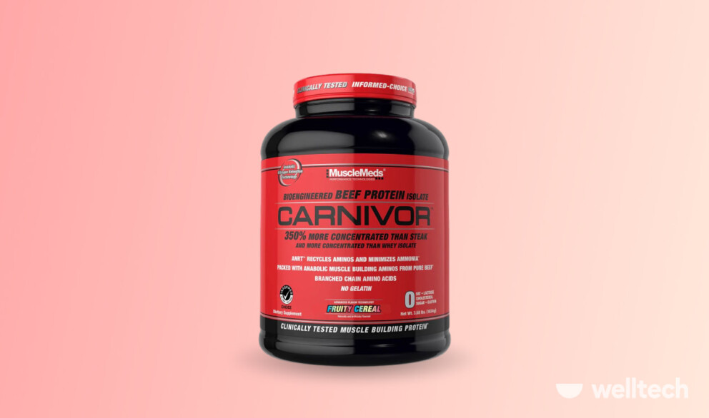 a pack of Muscle Meds Carnivore Beef Protein Isolate_lactose free protein powder