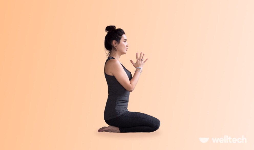 a woman is practicing Thunderbolt Pose (Vajrasana), yoga feet, yoga toe exercises