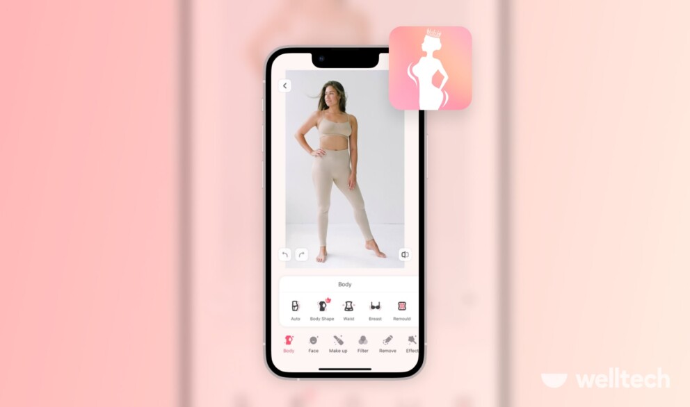 Apple Iphone screen with the Perfect Me app on_apps to make you look skinny