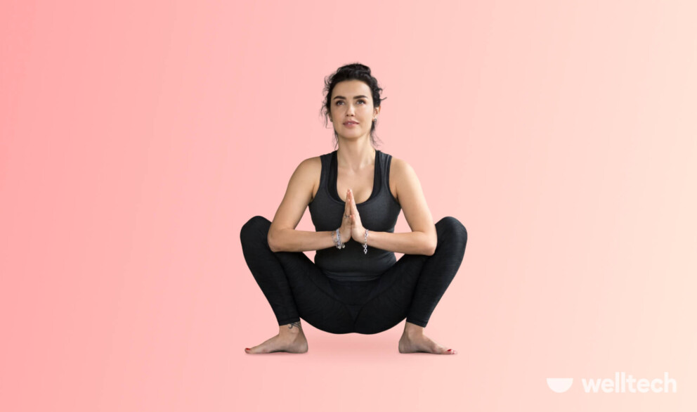 a woman is performing Yoga Squat Pose (Malasana)_funny yoga poses