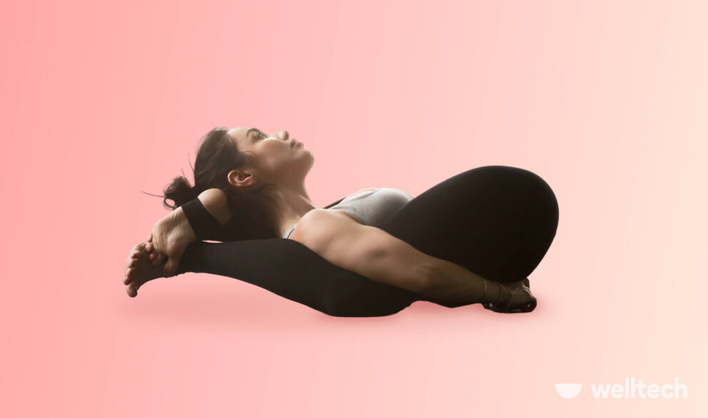 a woman is doing Yogic Sleep Pose  (Yoga Nidrasana)_funny yoga poses
