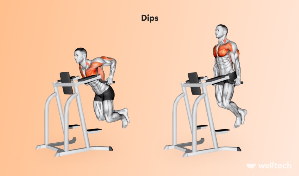 a man is performing Dips on the smith's machine_chest and shoulder workout