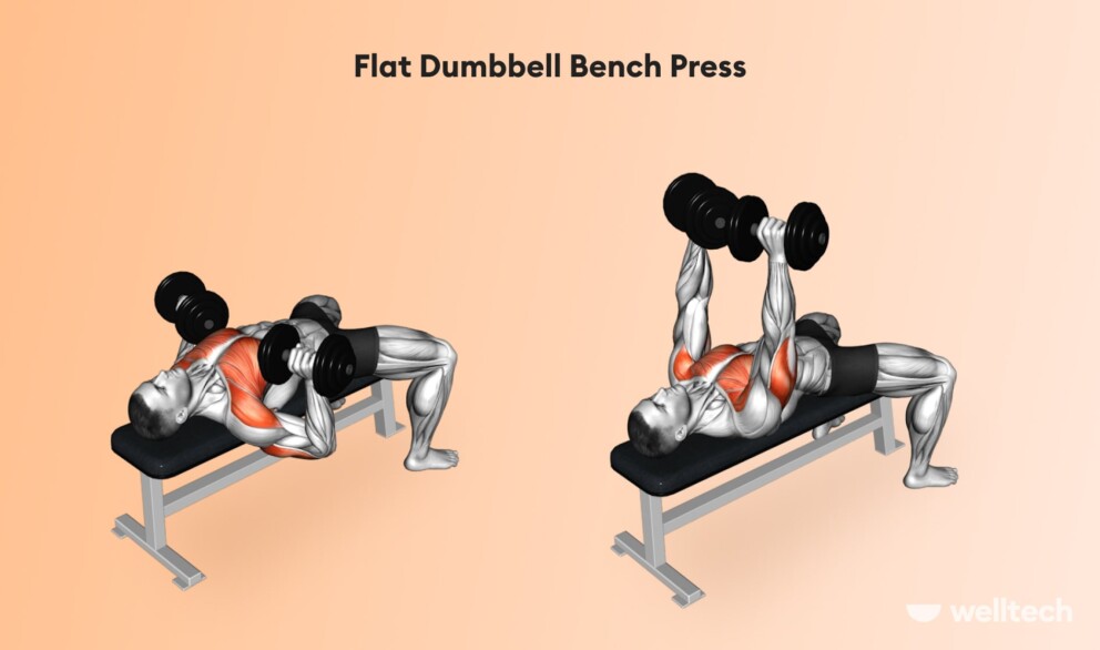 a man is doing Flat Dumbbell Bench Press_chest and shoulder workout