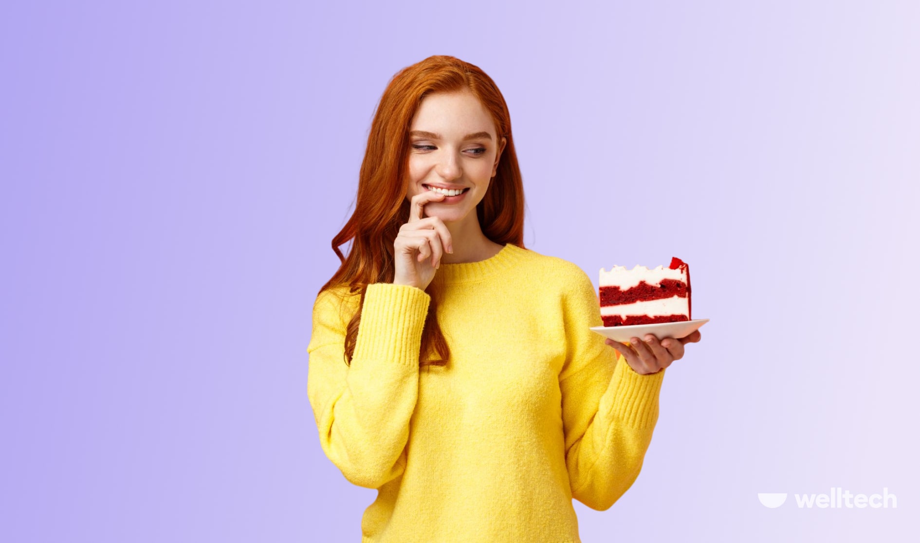 a woman is looking at a piece of cake thinking about eating it_intermittent fasting cheat day