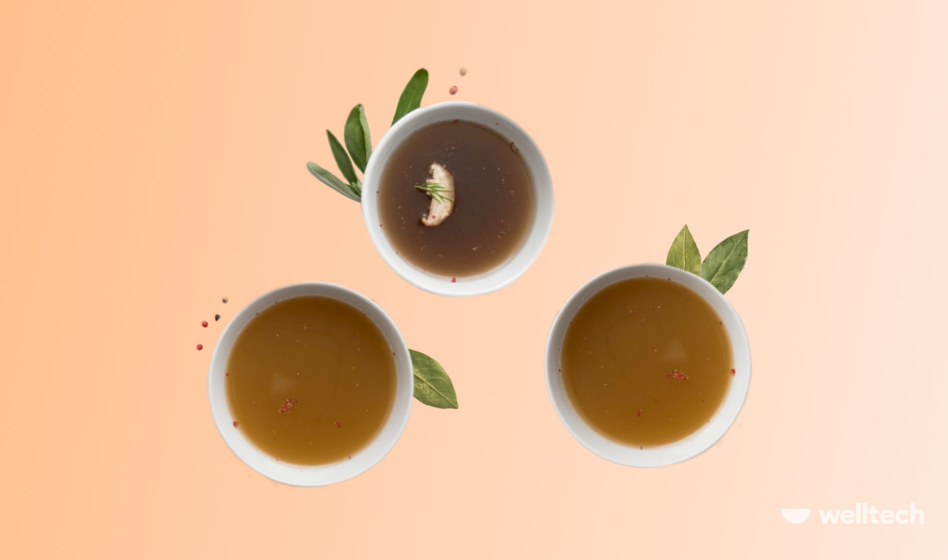 three bowls with bone broth_bone broth meal replacement