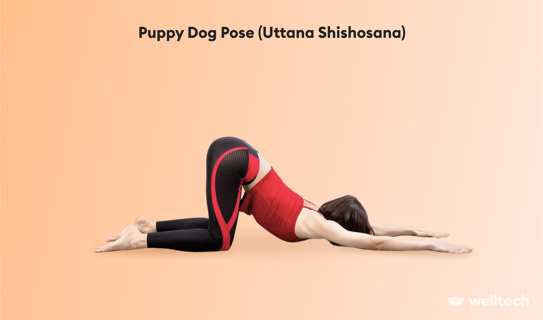 a woman is practicing Puppy Dog Pose (Uttana Shishosana)_yoga kneeling pose