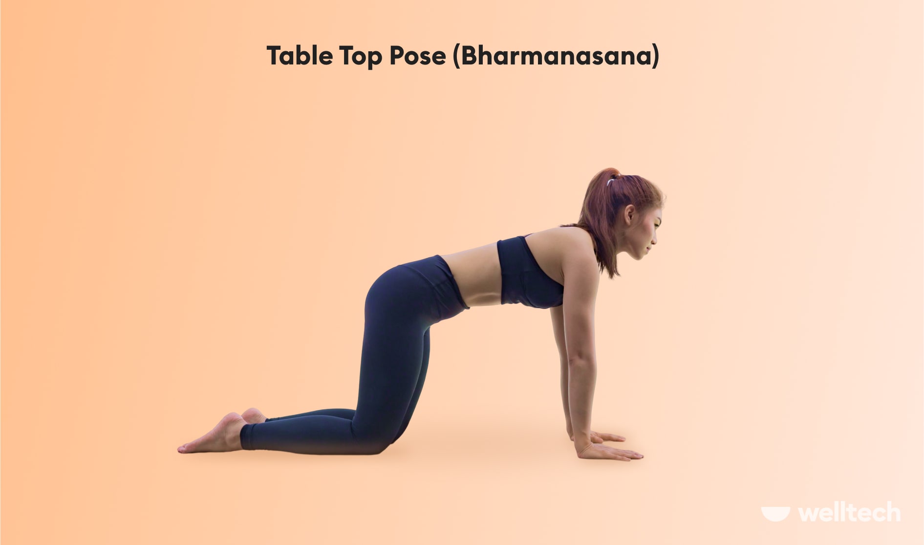 a woman is practicing Table Top Pose (Bharmanasana)_yoga kneeling pose