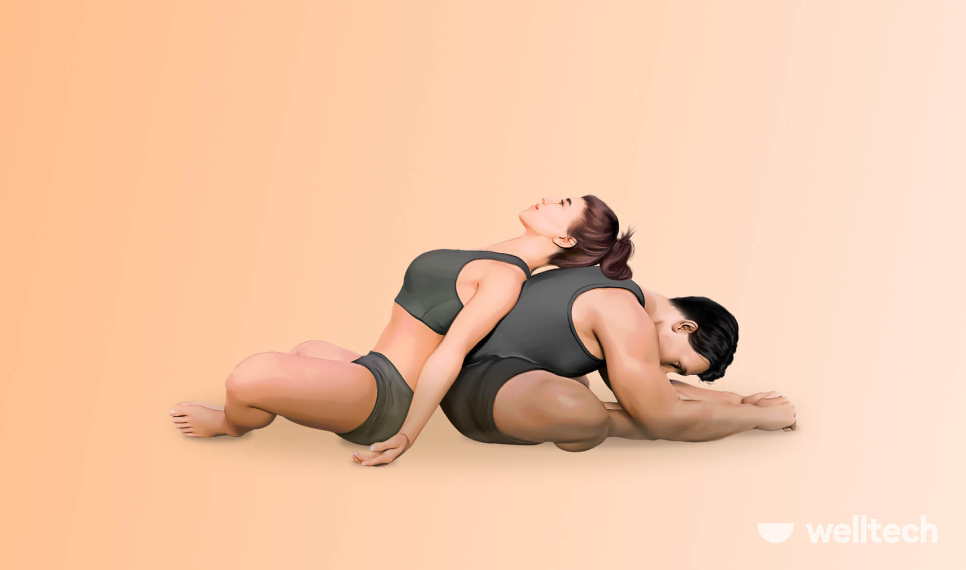 a couple, man and woman, are stretching, doing Butterfly Fold_partner stretches