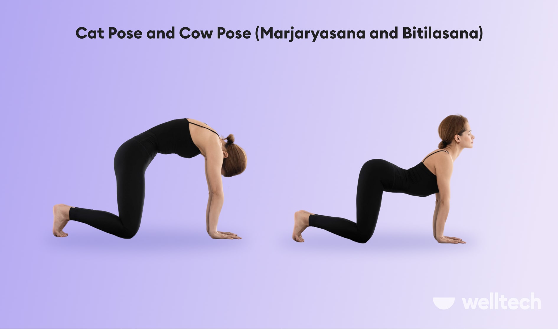 a woman is practicing Cat Pose and Cow Pose (Marjaryasana and Bitilasana)_yoga with hernia