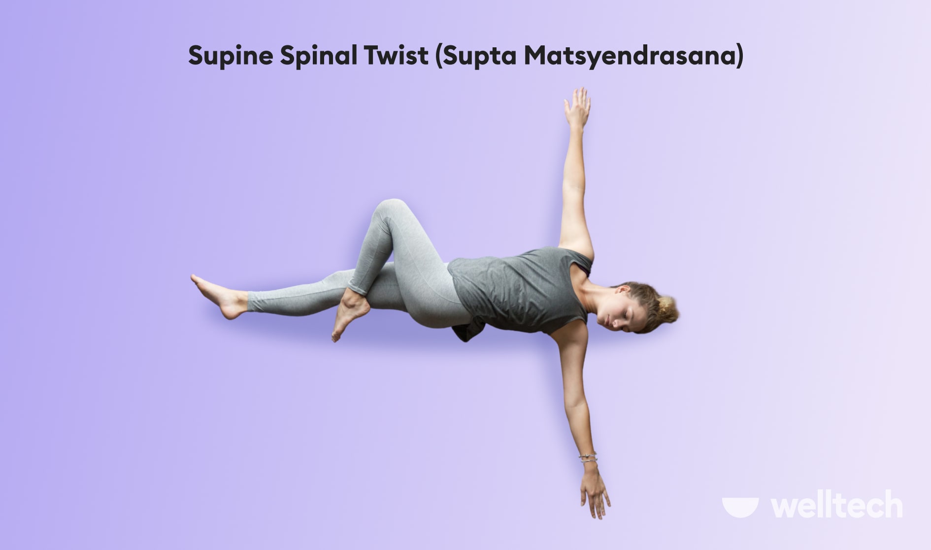 a woman is practicing Supine Spinal Twist (Supta Matsyendrasana)_yoga with hernia