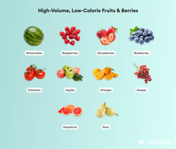 list of fruits and berries that are high in volume and low in calories_high volume low calorie foods