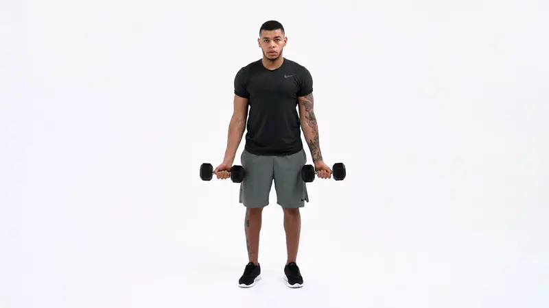 a man is performing Dumbell Zottman Curl, short head bicep exercises
