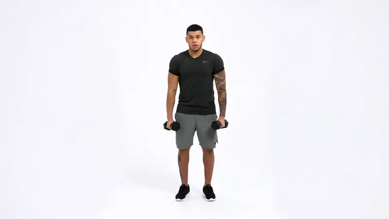 a man is performing Dumbbell_Cross_Body_Hammer_Curl_long head bicep exercises