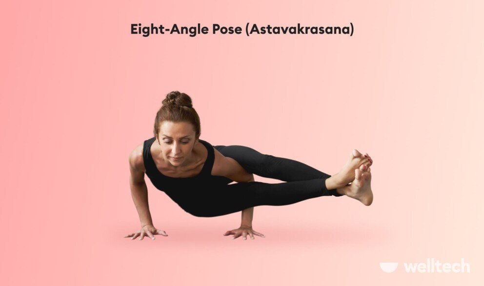 a woman is practicing Eight-Angle Pose (Astavakrasana)_crazy yoga poses