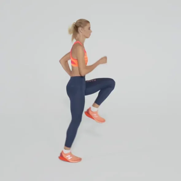 a woman is doing plyometrics, High_Knees_plyometric exercises for speed