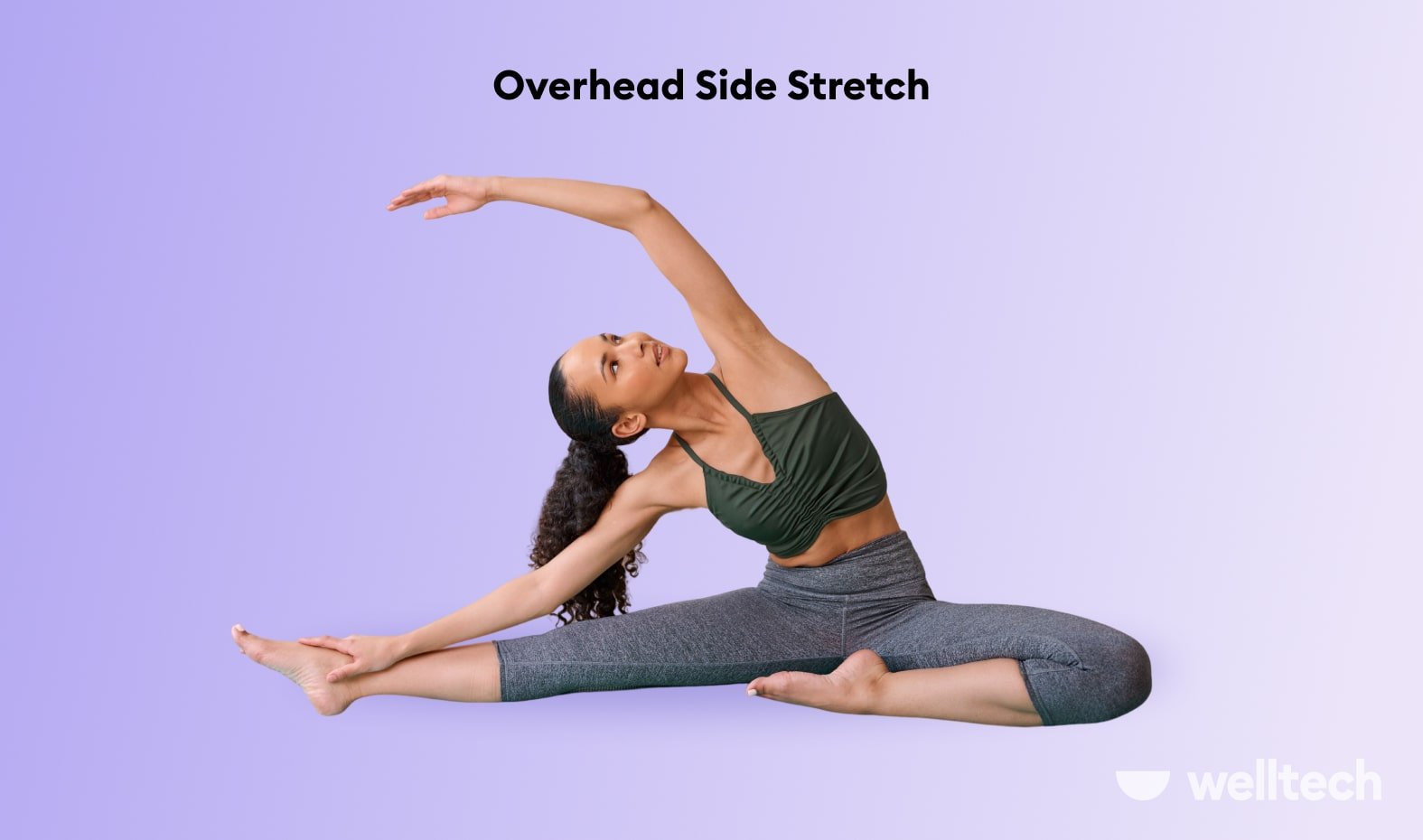 a woman is performing Overhead side stretch_stretches to decompress spine