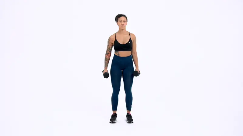 a woman is performing Upper Chest Dumbbell Crossover Fly_breast-firming exercises
