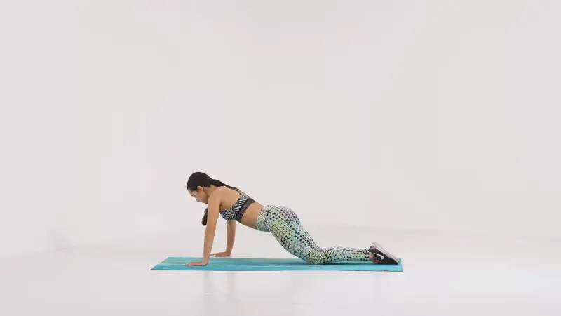 a woman is performing plyometric side push-up_breast-firming exercises