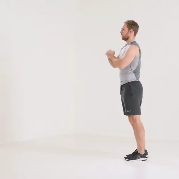 a man is doing Forward lunge with rotation_leg day warm up
