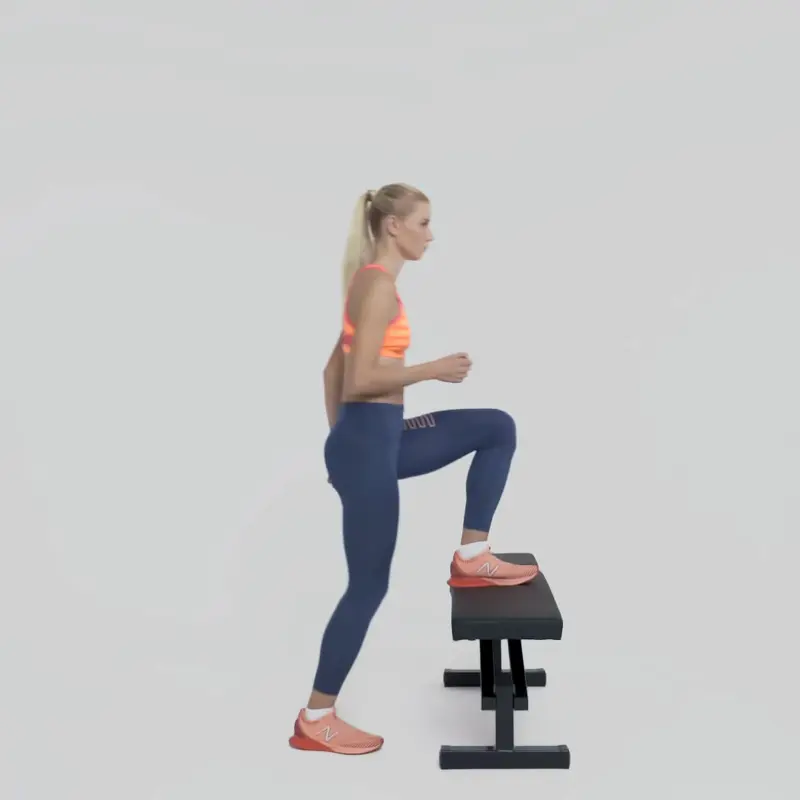 a woman is doing Step-Ups_knee fat exercises