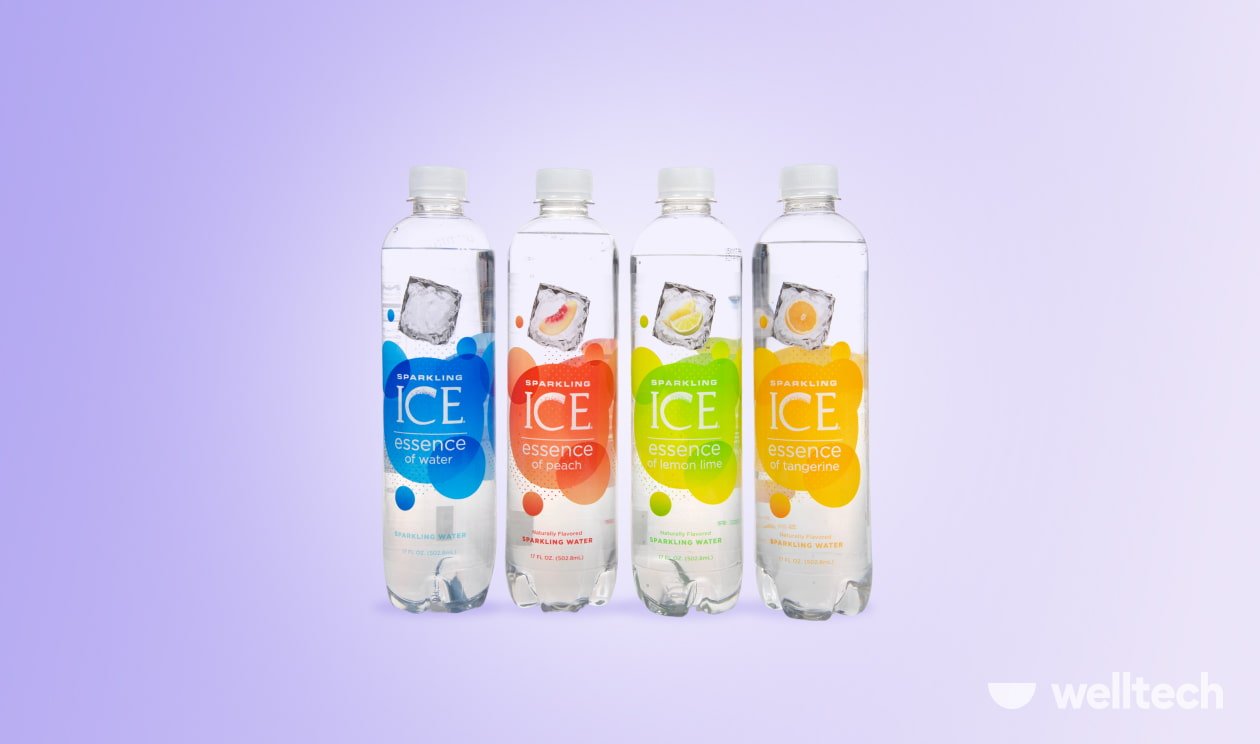 four bottles of the sparkling ice drink of various flavors, is sparkling ice good for you