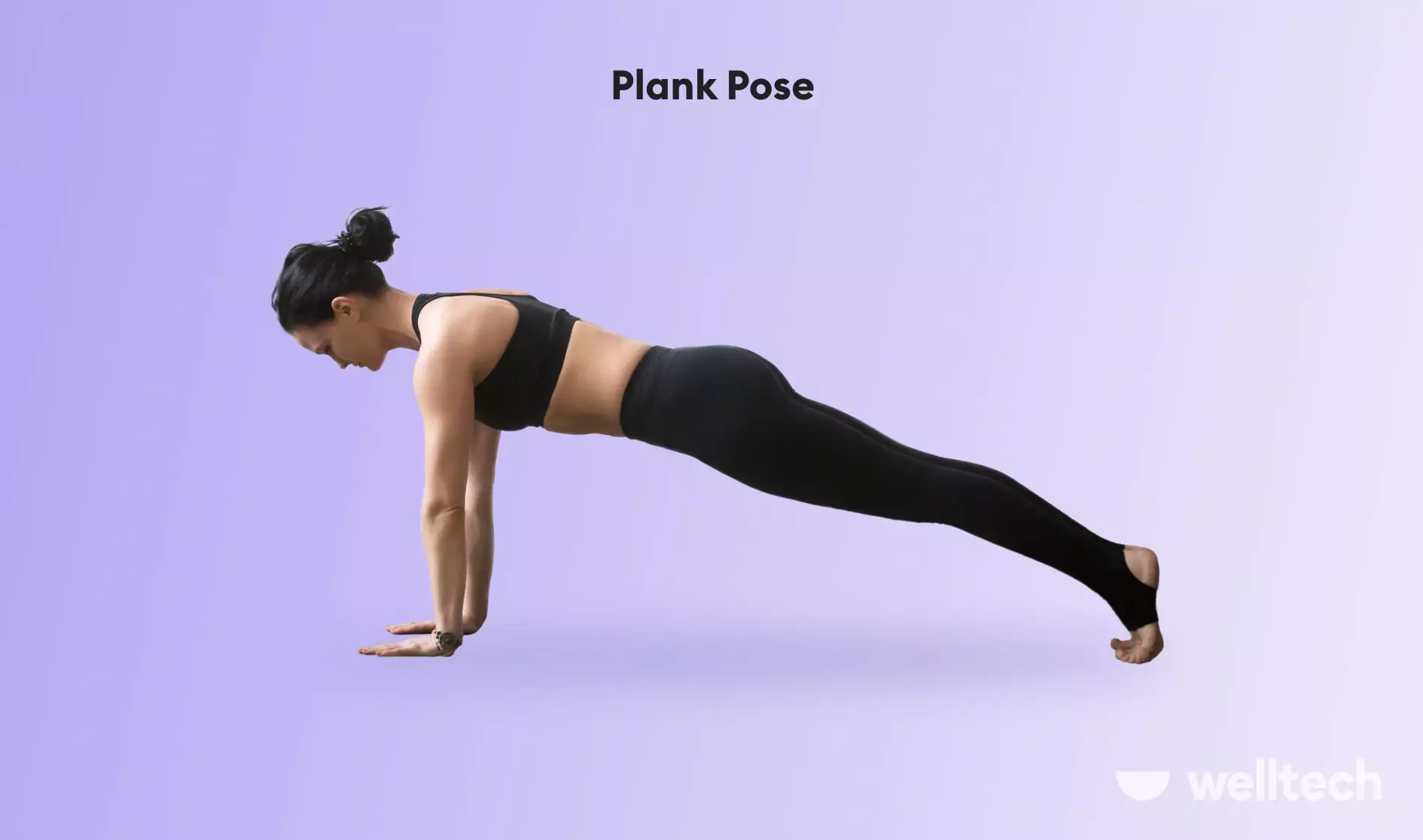 a woman is practicing yoga, doing Plank_Pose_yoga for posture