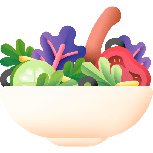 a bowl filled with a variety of vegetables, which could include lettuce, tomatoes, and possibly other greens and vegetables, depicted in a stylized and colorful manner. Below the image of the bowl, there is text that reads "Balanced diet"