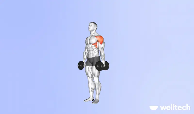 a male model is working out, performing dumbbell_lateral_raises_push workouts